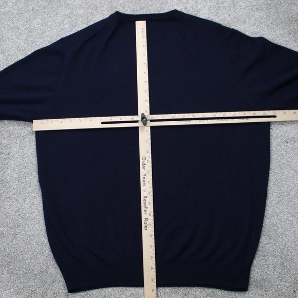 Jos A Bank Signature Series Sweater Vest Men Large Blue/Tan Argyle Merino Wool - Picture 8 of 10